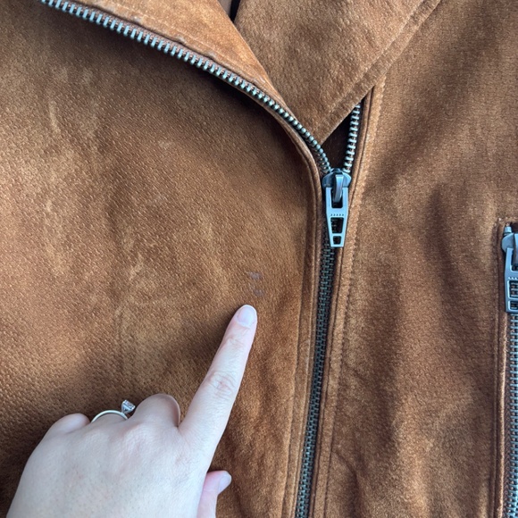 BlankNYC Brown 100% Genuine Suede Moto Jacket - Picture 6 of 8